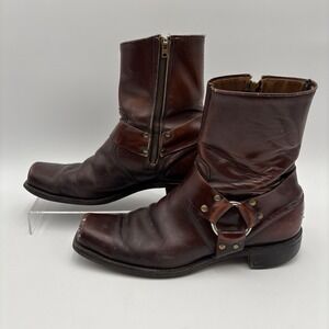 VTG 70s Frye Conway Harness Boots Antiqued Leather Zip Mens 10EE 17868 USA Made